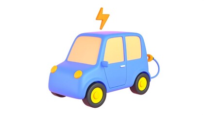 Cartoonish electric car, 3D rendering