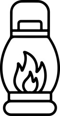 Simple line art icon of a burning lantern with a handle