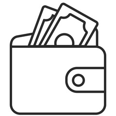 Outline Icon of a Wallet with Money