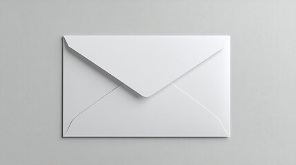An elegant blank white envelope rests on a textured surface, radiating minimalist aesthetic.