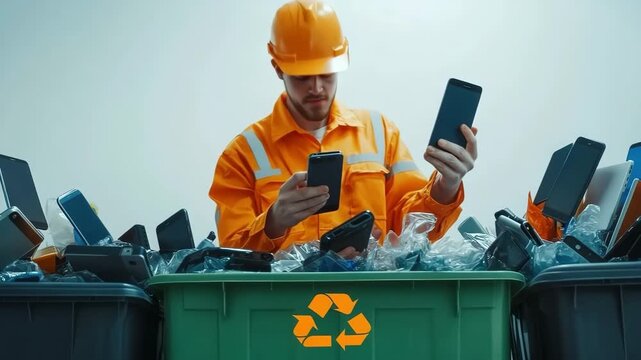 smart phones electronic trash to a trash bin 