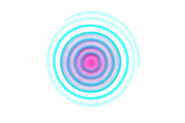 Luminous neon ring radiating outward, generating dynamic geometric pattern against transparent backdrop, highlighting digital design potential