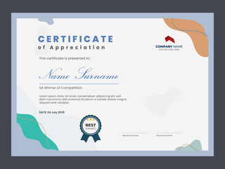 Creative modern certificate of appreciation template for company