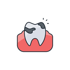 Tooth Decay icon design with white background stock illustration