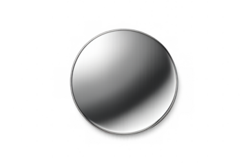 Metallic silver button gleaming against transparent surface, highlighting sleek design for digital interfaces