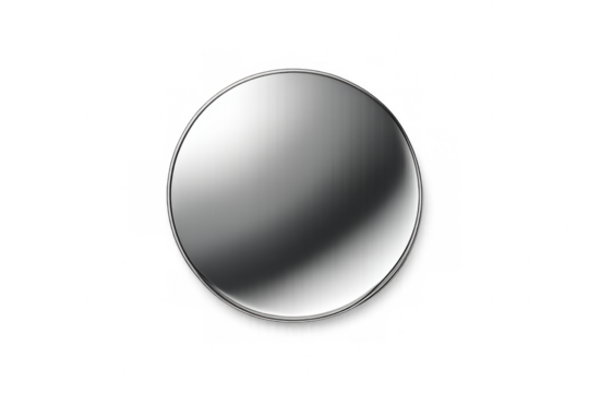 Metallic silver button gleaming against transparent surface, highlighting sleek design for digital interfaces