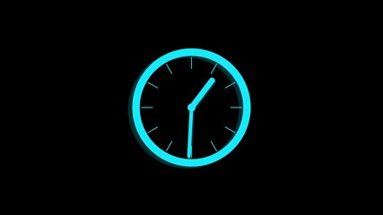 Abstract analog clock animation on black background.  Timelapse of spinning clock animation in 12 Hour.