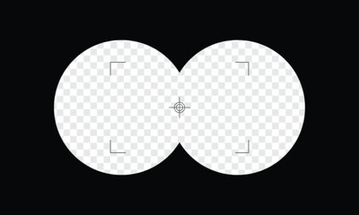 Binoculars spy view. Telescope aim sight, periscope lens view. Vector isolated illustration . EPS 10 . 