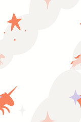 Coral and lavender unicorns with stars and dots fantasy magical