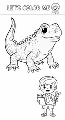 Obraz premium Iguana coloring page for kids