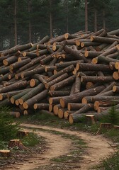 森の静寂と巨木の山