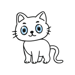 Line art coloring book on White cat cartoon character