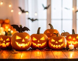 halloween pumpkin on a wooden table