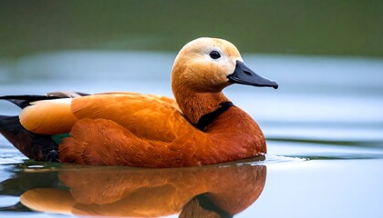 Close-up of a ruddy shelduck swimming