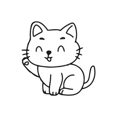 coloring book illustration for kid presschool. cute little cat with good quality and design