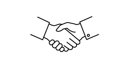 Fototapeta premium Handshake Line Art: Symbol of Agreement, Partnership, and Professional Collaboration
