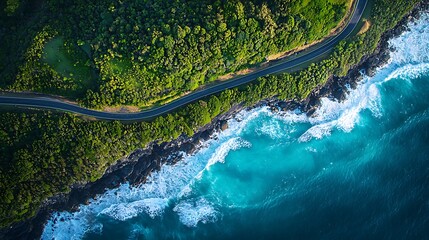 Coastal road winding through lush landscape