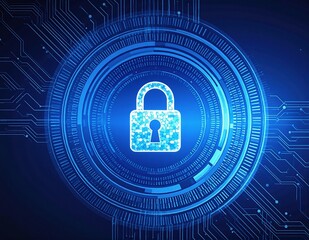 A metallic padlock rests securely atop a complex electronic circuit board, showcasing intricate pathways and components, symbolizing security in technology.