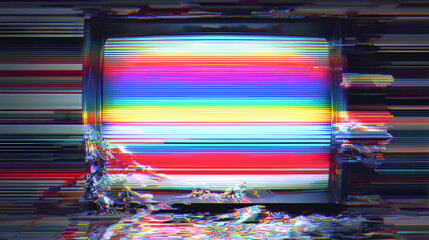 Glitch noise static television VFX. Visual video effects stripes background, CRT tv screen no signal glitch effect Stock Illustration