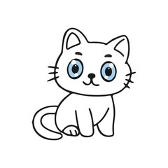 Coloring book for kids presschool design. Cat animal design cartoon