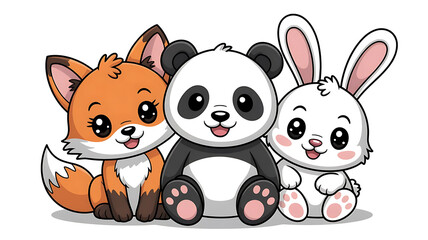 Naklejka premium Cute cartoon animal set illustration with a funny rabbit and carrot, along with a cat, dog, pig, bear, fox, cow, and other baby farm character icons