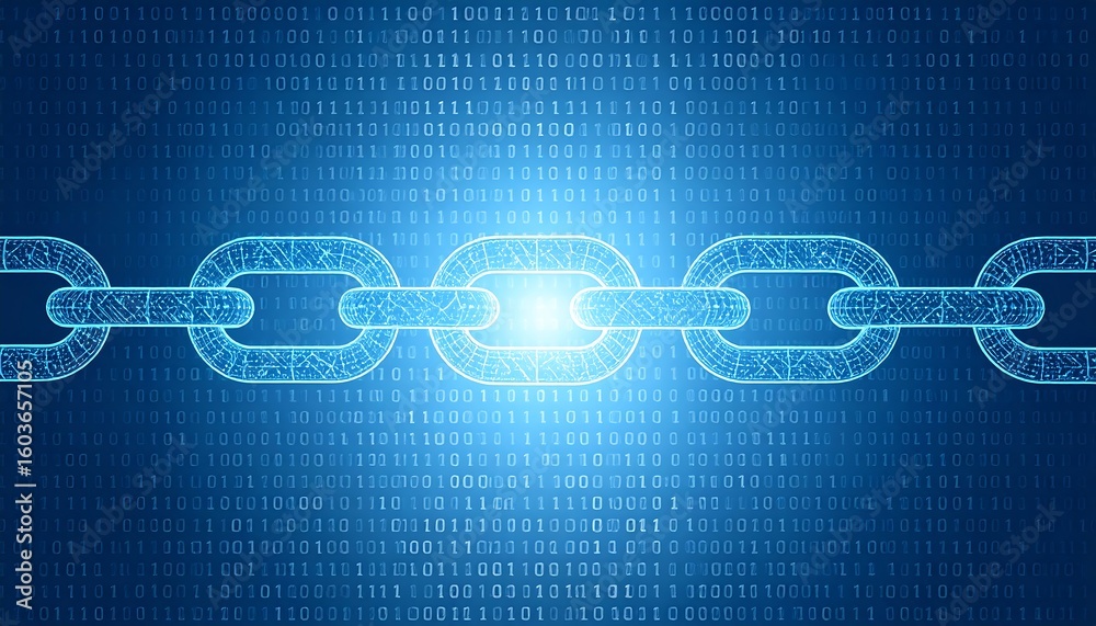 Wall mural abstract chain image with binary code background