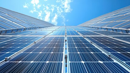 Commercial grade solar panel mounting system displaying precision engineering and aluminum bracket construction on building exterior