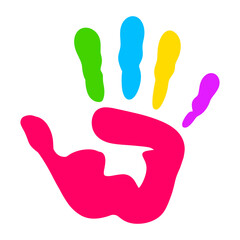 Colorful Flat Handprint Art Design Hand Palm Paint Print Artwork