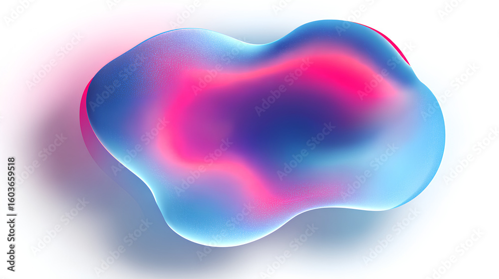 Wall mural gradient blurred shape. colored fluid liquid element. blue and pink soft blob. holographic gradation
