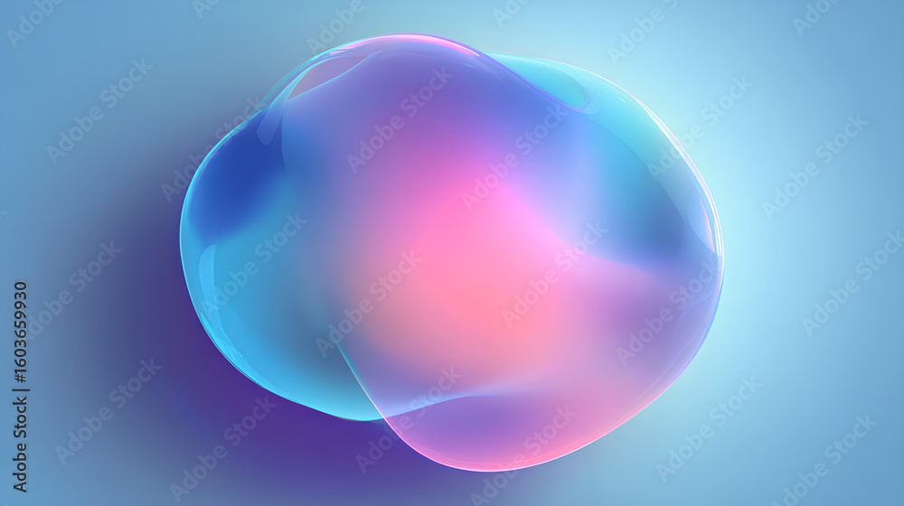 Wall mural gradient blurred shape. colored fluid liquid element. blue and pink soft blob. holographic gradation