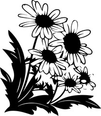 Daisy flower corner border silhouette