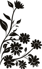 Daisy flower corner border silhouette