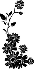 Daisy flower corner border silhouette