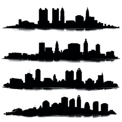 Fototapeta premium vector illustration of columbus ohio skyline silhouette set, Black & White silhouette set