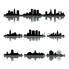 Obraz premium vector illustration of columbus ohio skyline silhouette set, Black & White silhouette set