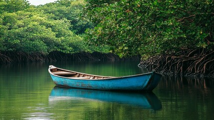 Serene Mangrove Boat
