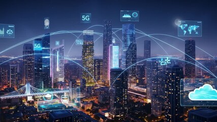 5G Networks Transforming City Life at Night - Powered by Adobe