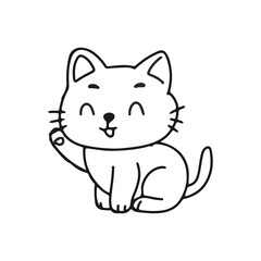 Kawaii baby Cat animal cartoon. Vector flat pets poses collection. Cat breeds big 