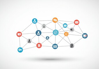 Abstract network of connected people and icons