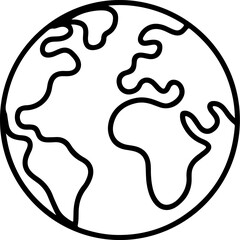 Simple outline drawing of planet earth globe