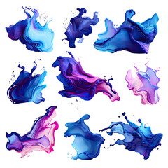 Fototapeta premium Abstract paint splatters in vibrant blues, purples, and pinks