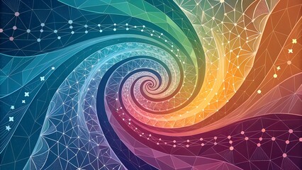 Abstract colorful fractal swirl background with vibrant waves and spiral patterns