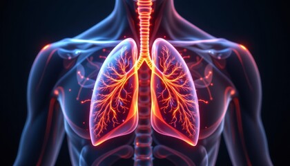 Semi-Transparent Lung Illustration with Color Shifting for Medical and Educational Use