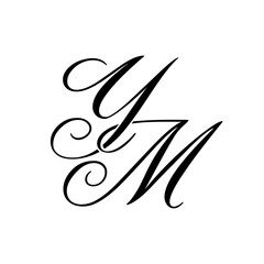 Elegant YA Monogram Logo in Black Script – Luxury Calligraphy Initial Design on White Background