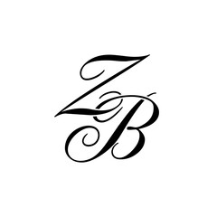 Elegant ZB Monogram Logo in Black Script – Luxury Calligraphy Initial Design on White Background