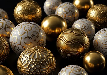 黄金と白金の球体ハーモニー