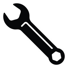 Spanner Silhouette Simple Mechanical Tool for Fastening Nuts and Bolts with Precision and Strength Illustration