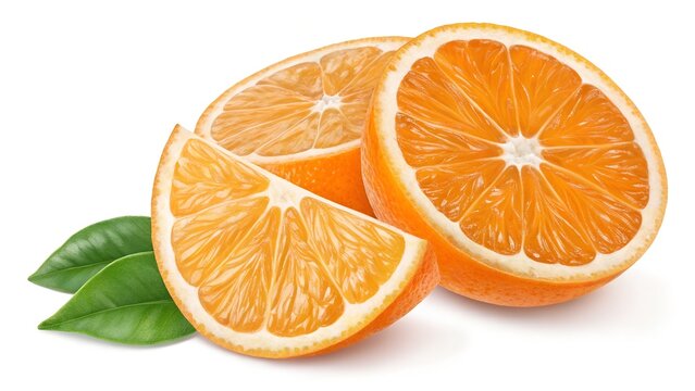 A fresh, juicy orange slice, perfectly ripe and vibrant, isolated on white for a healthy citrus fruit snack