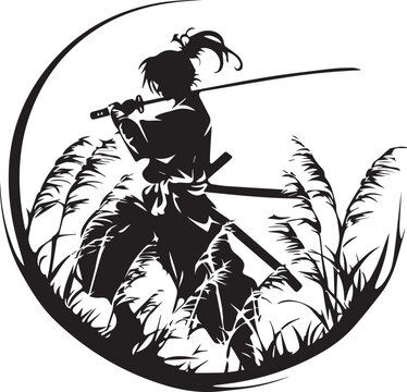 Warrior woman knight silhouette with sword and shield vector illustration