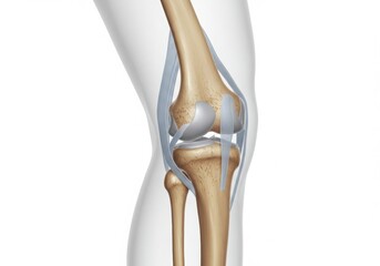 Anatomical illustration of the human knee joint and ligaments